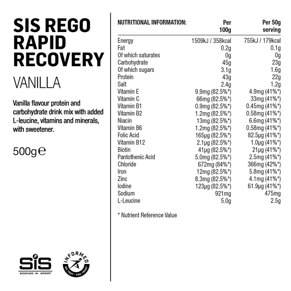 Napój regeneracyjny SIS Rego Rapid Recovery - wanilia 500g