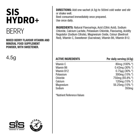 Elektrolity w saszetkach SIS GO Hydro+ Jagoda Powder 6x4,5g