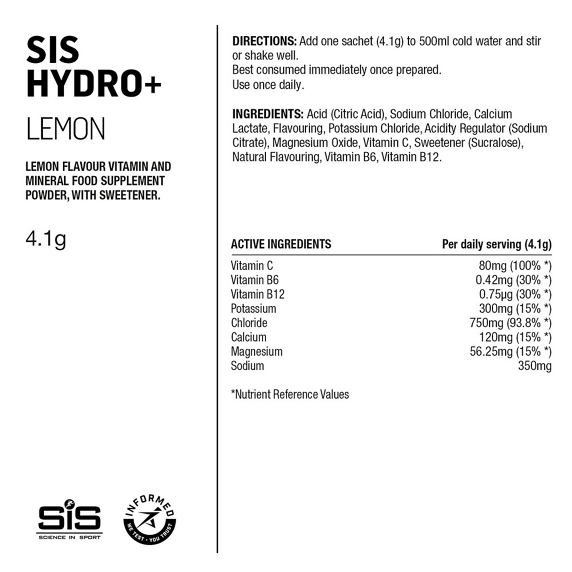 Elektrolity w saszetkach SIS GO Hydro+ Lemon Powder 6x4,5g