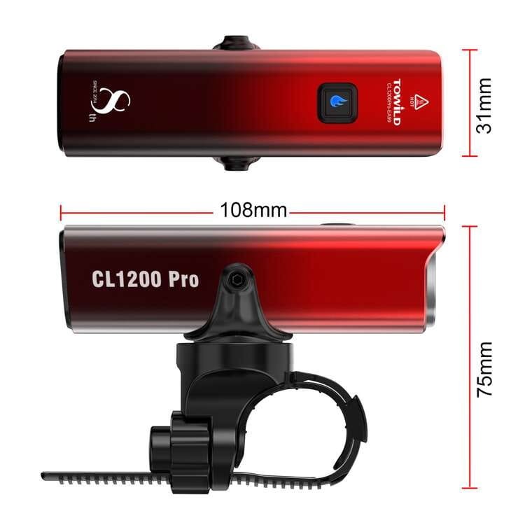 Lampka rowerowa przednia Towild CL1200 PRO,  5000 mAh + ALC-01 + AS90